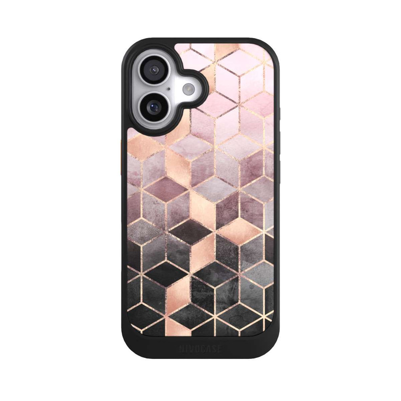 iPhone 17 NIVOcore Imprimé Cubes Dégradés Gris Rose
