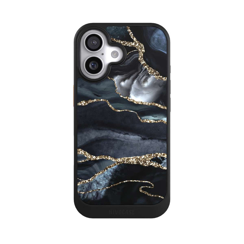 iPhone 17 NIVOcore Dark Marble Gold Glitter Look