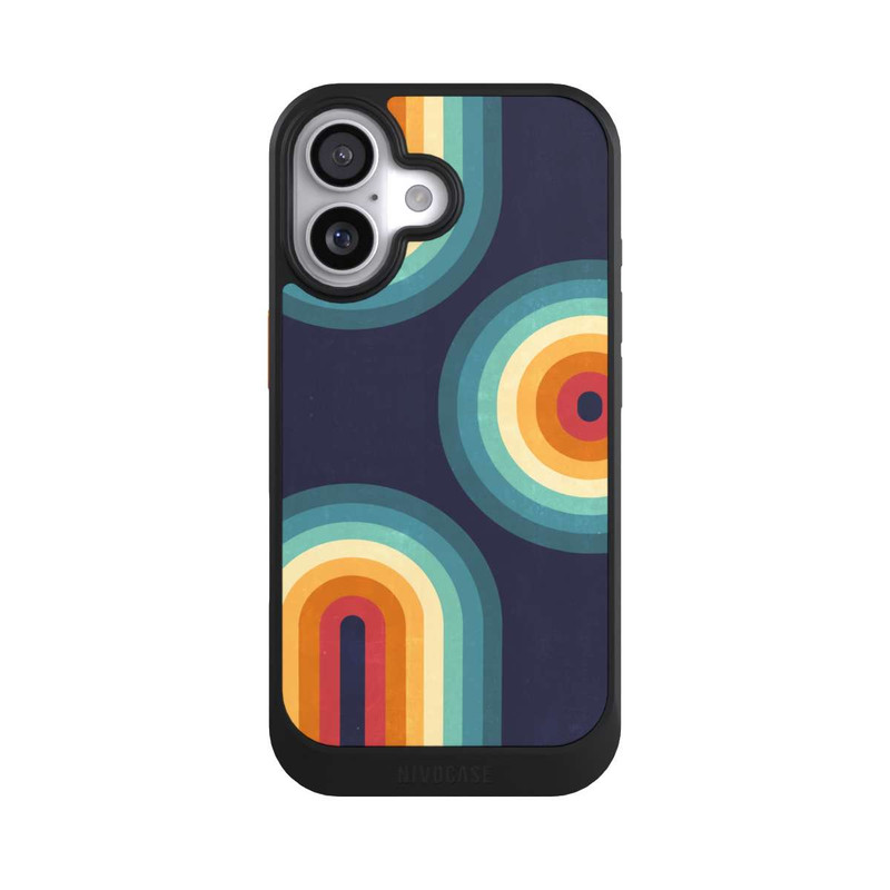 iPhone 17 NIVOcore Double Rainbow on Blue