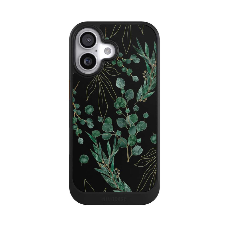 iPhone 17 NIVOcore Feuilles d'Eucalyptus Fond Noir