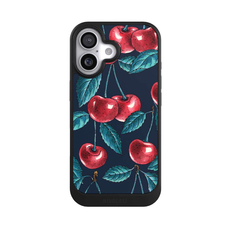 iPhone 17 NIVOcore Kirschen Dunkles Muster