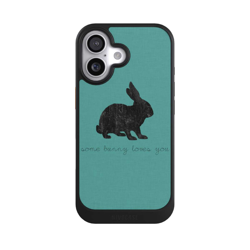 iPhone 17 NIVOcore Some Bunny Loves You - Noir sur turquoise