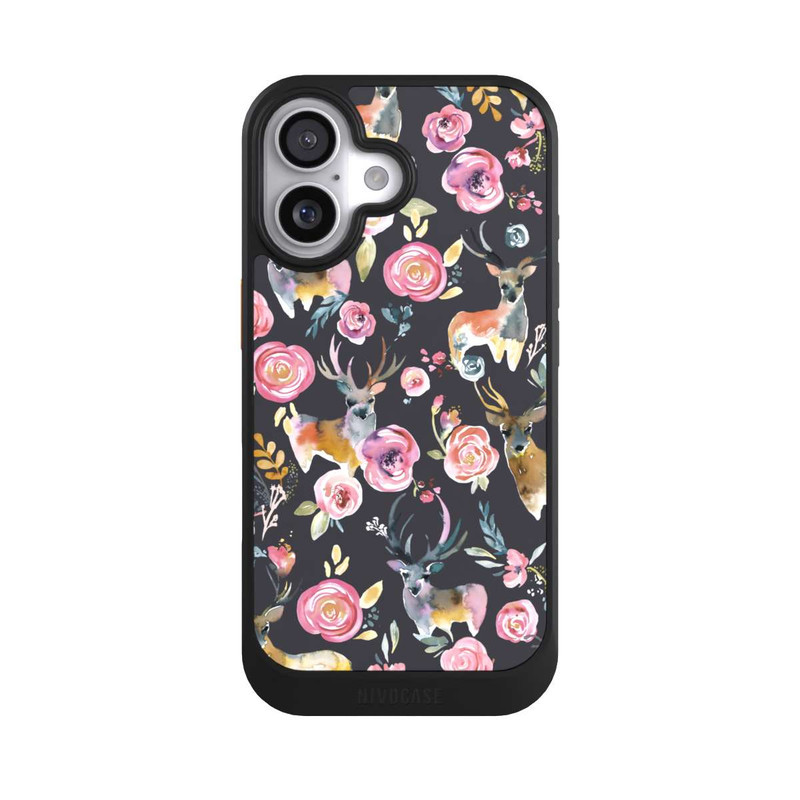 iPhone 17 NIVOcore Hirsche und Blumen Anthrazit