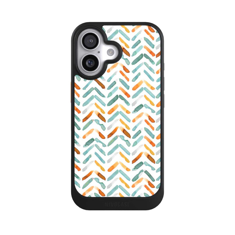 iPhone 17 NIVOcore Elegantes Herbstchevron Blau Orange