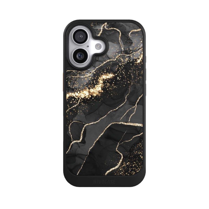 iPhone 17 NIVOcore Dunkler Marmor Wirbel Goldoptik