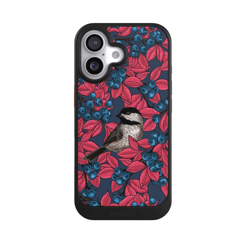 iPhone 17 NIVOcore Oiseaux & Myrtilles Bleu Marine