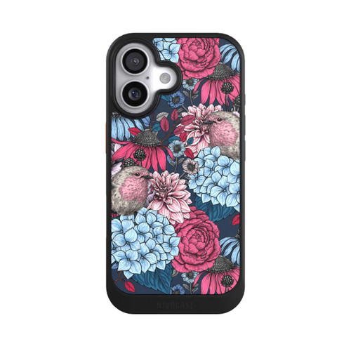  NIVOcore Vögel und Blumen Petrolrot