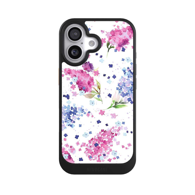 iPhone 17 NIVOcore Hortensien Lila und Rosa Blumen