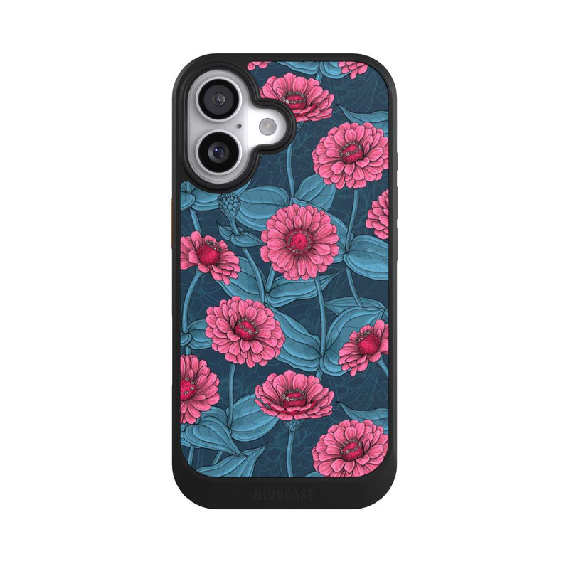 iPhone 17 NIVOcore Rosa Blumen auf Blauem Hintergrund