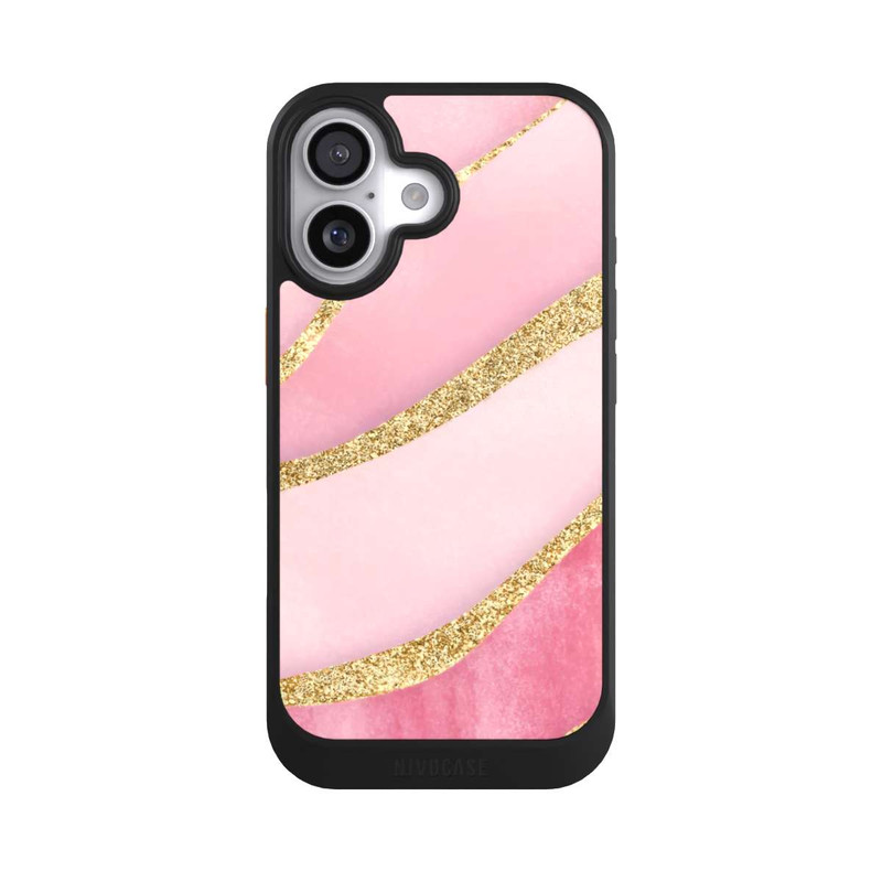 iPhone 17 NIVOcore Pink Marble Goldprint Stripes