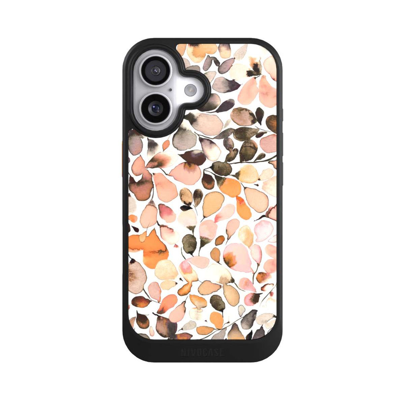 iPhone 17 NIVOcore Eucalyptus Watercolor Leaves Dark Brown Autumn