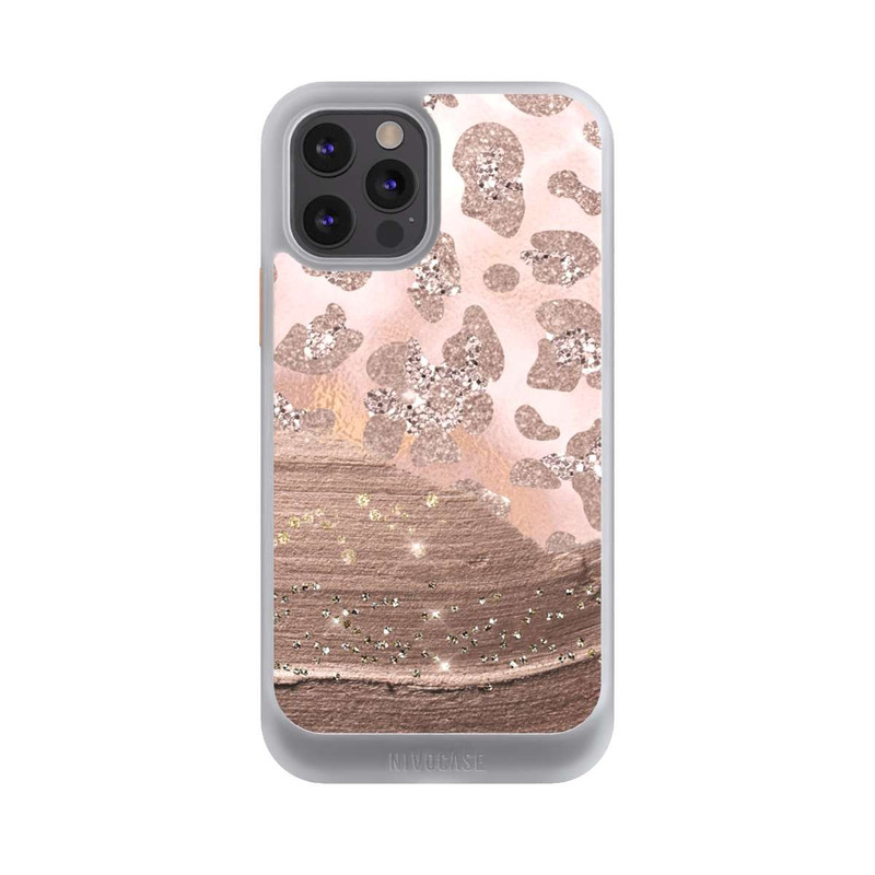 iPhone 12 Pro NIVOcore Silberner Leoparden Glitzerlook