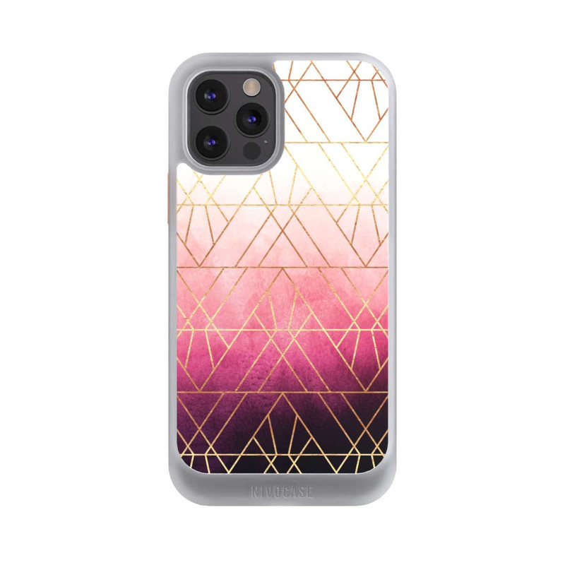 iPhone 12 Pro NIVOcore Pink Ombre Dreiecke Golddruck