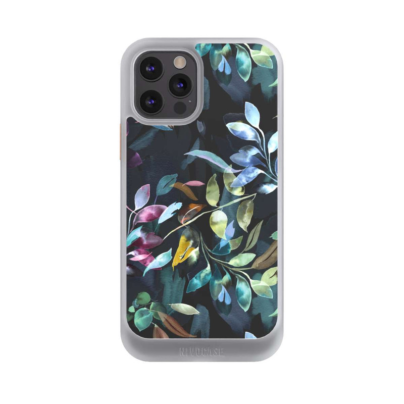 iPhone 12 Pro NIVOcore Mystische Aquarellblätter schwarz