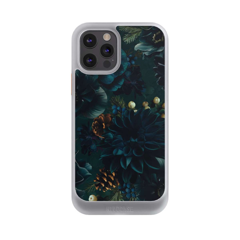iPhone 12 Pro NIVOcore Blumenmuster Grün und Blau
