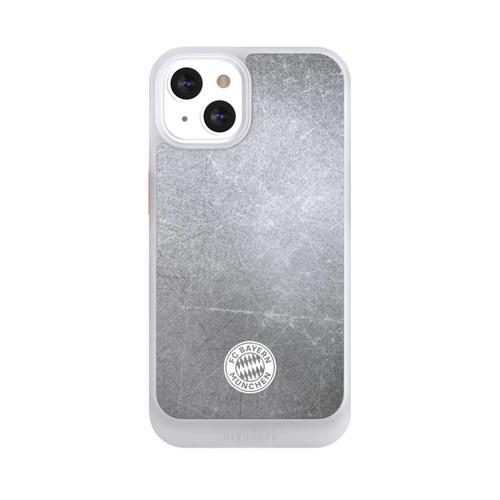 Apple iPhone 13 NIVOcore Logo FCB Classique Petit - Blanc sur Fond Métallique