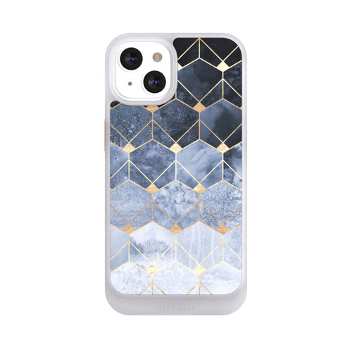 Apple iPhone 13 NIVOcore Blaue Sechsecke und Diamanten Golddruck