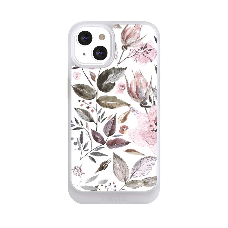 iPhone 13 NIVOcore Aquarelle Fleurs Roses Brunes