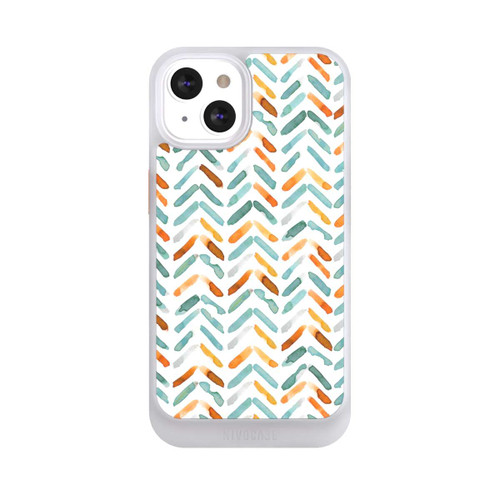 Apple iPhone 13 NIVOcore Élégant Automne Chevron Bleu Orange
