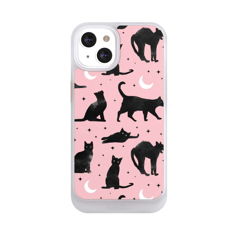 iPhone 13 NIVOcore Katzen und Mond auf Rosa