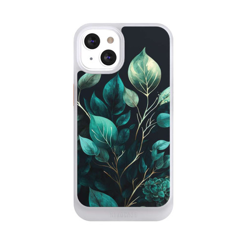 Apple iPhone 13 NIVOcore Green Eucalyptus Leaves against a Dark Background with AI