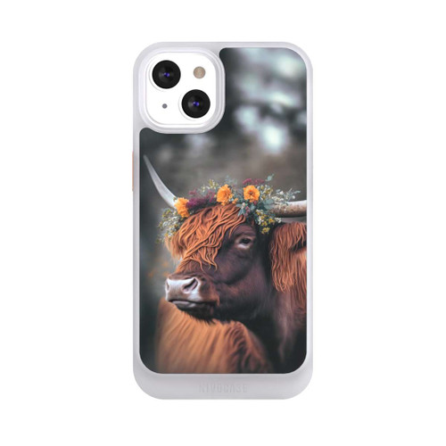 Apple iPhone 13 NIVOcore Vache des Highlands avec des fleurs avec IA