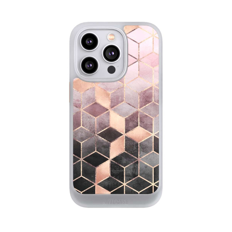 iPhone 14 Pro NIVOcore Pink-grauer Farbverlauf Würfel Druck