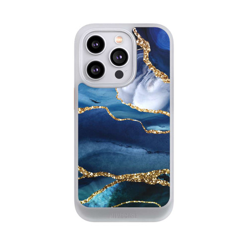 Apple iPhone 14 Pro NIVOcore  Blauer Marmor Gold Glitzer Look