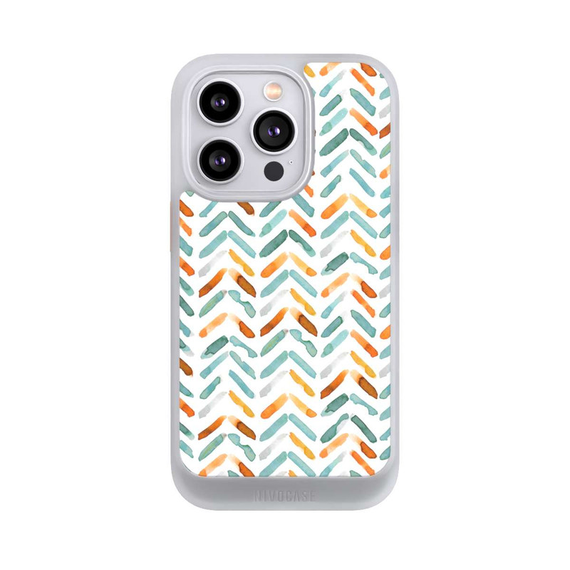 iPhone 14 Pro NIVOcore Élégant Automne Chevron Bleu Orange