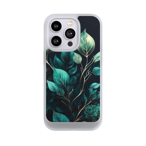 Apple iPhone 14 Pro NIVOcore Grüne Eukalyptus Blätter mit dunklem Hintergrund mit KI