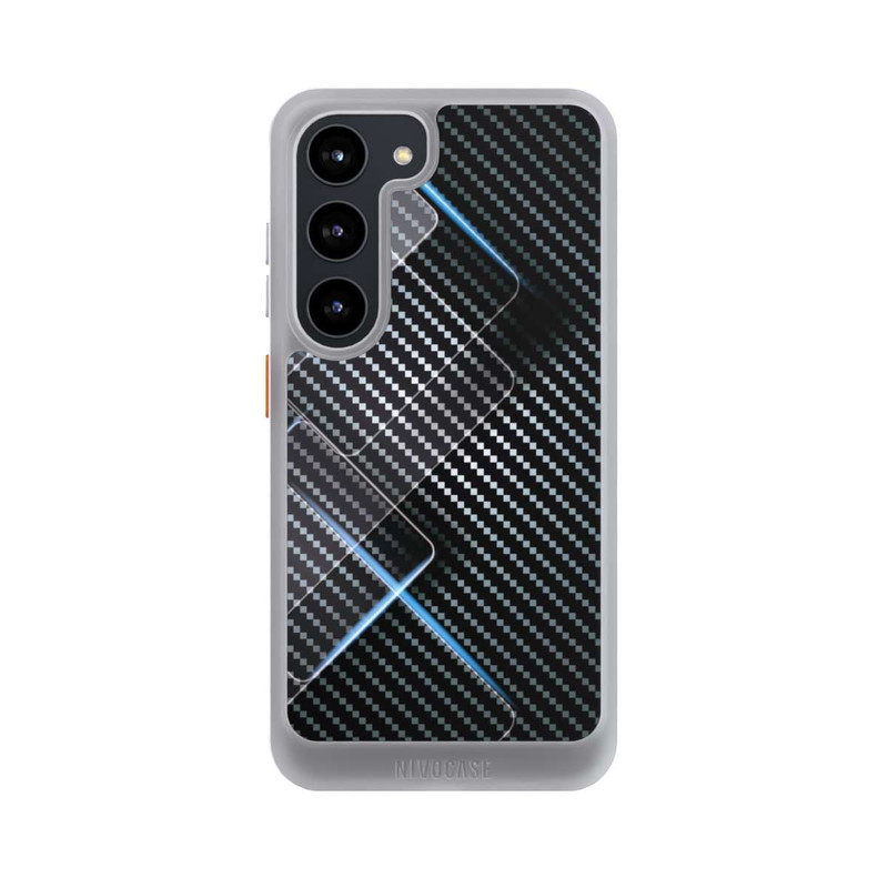 Galaxy S23 NIVOcore Blaue Linien auf Karbon