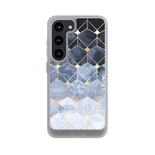 Samsung Galaxy S23 NIVOcore Impression Or Hexagones Bleus Et Diamants