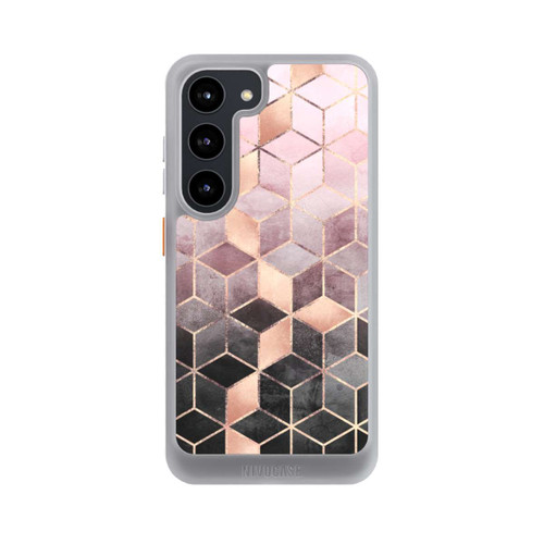 Samsung Galaxy S23 NIVOcore Imprimé Cubes Dégradés Gris Rose