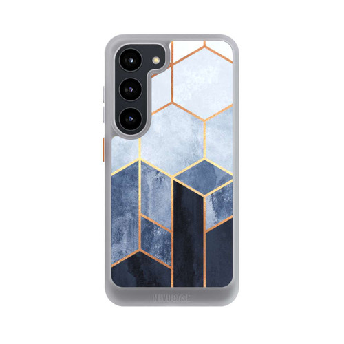 Samsung Galaxy S23 NIVOcore Impression d'or d'hexagones bleus doux