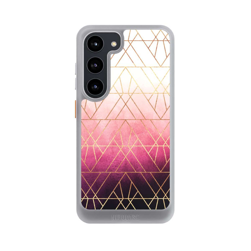 Galaxy S23 NIVOcore Triangles ombrés roses imprimé doré