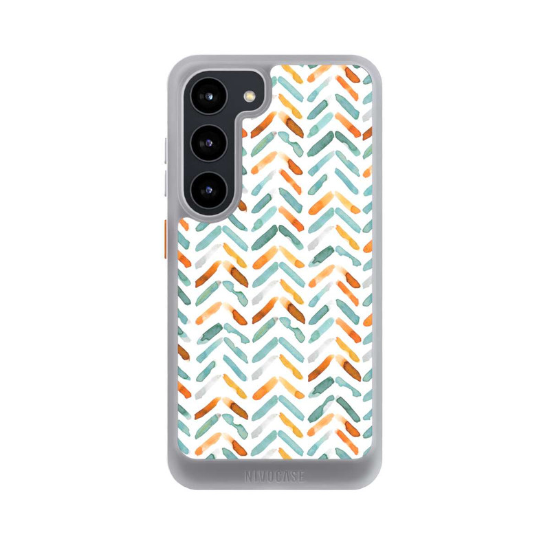 Galaxy S23 NIVOcore Elegantes Herbstchevron Blau Orange