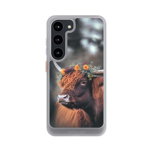 Samsung Galaxy S23 NIVOcore Vache des Highlands avec des fleurs avec IA