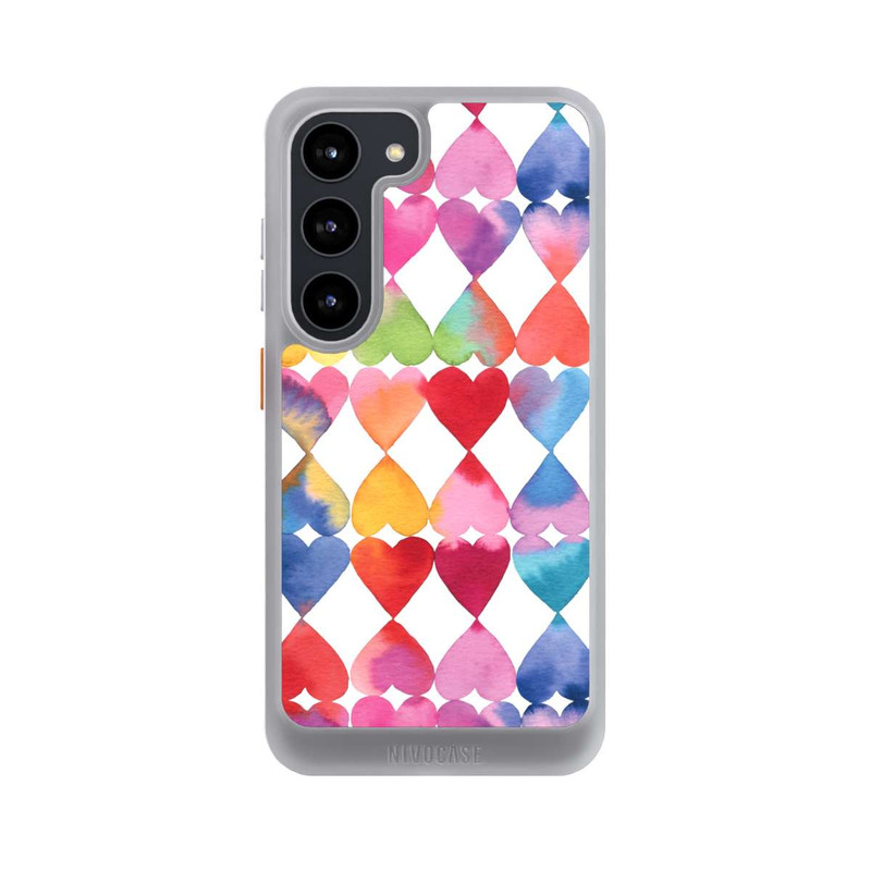 Galaxy S23 NIVOcore Colorful Watercolor Hearts Pattern