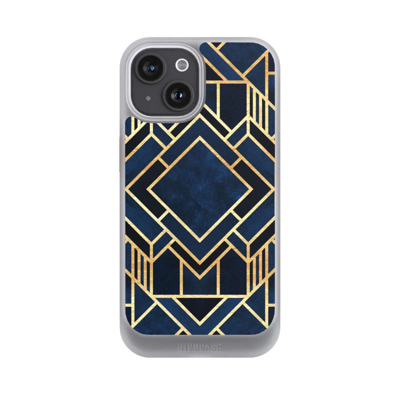 iPhone 15 NIVOcore Kunst Deko Blau Golddruck
