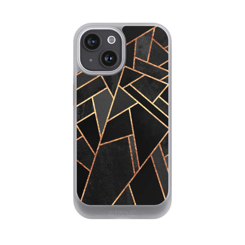 iPhone 15 NIVOcore Schwarze Nacht Gold Druck