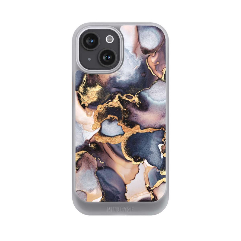 iPhone 15 NIVOcore Verträumte Tinte Grau-Golddruck