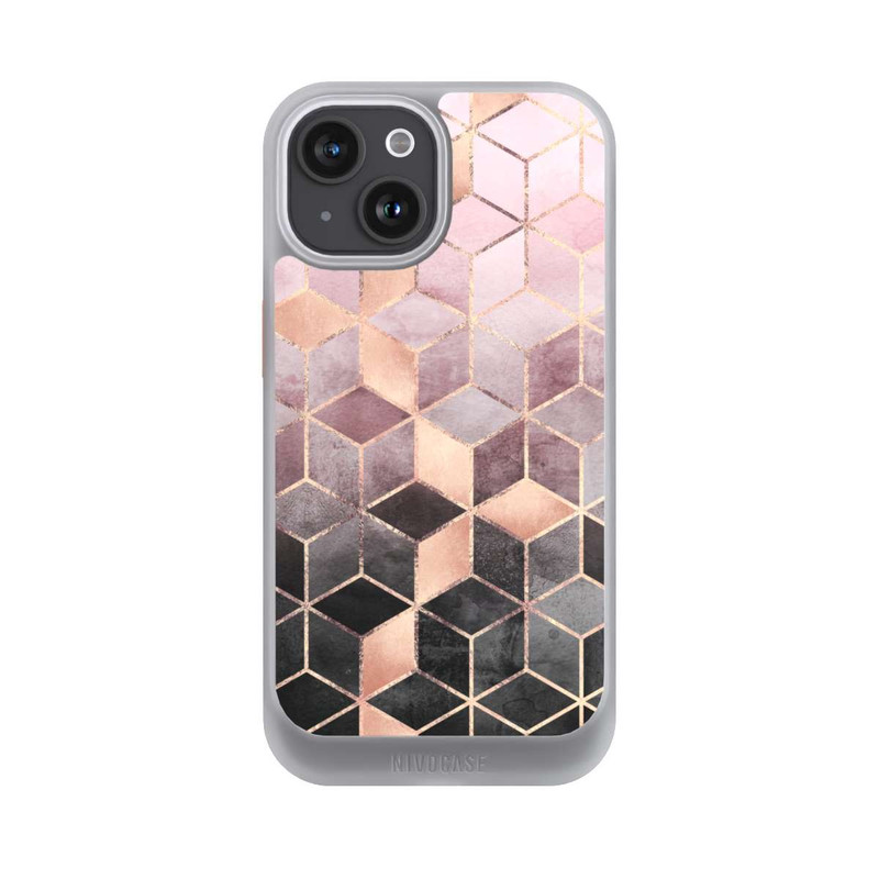 iPhone 15 NIVOcore Pink-grauer Farbverlauf Würfel Druck