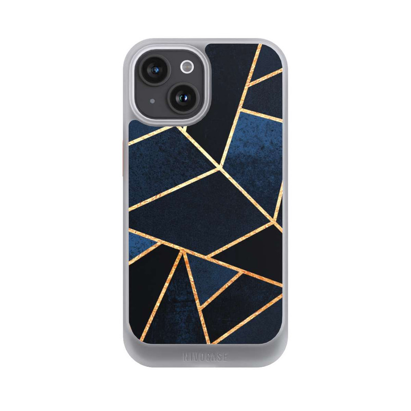 iPhone 15 NIVOcore Navy Stein Golddruck