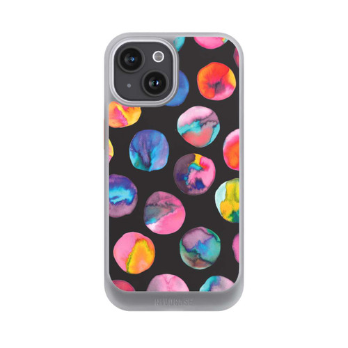 Apple iPhone 15 NIVOcore Bunte Tintenmurmeln Punkte Schwarz