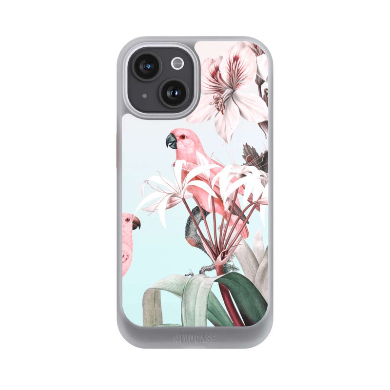 iPhone 15 NIVOcore paradiesische Papageien Pastell