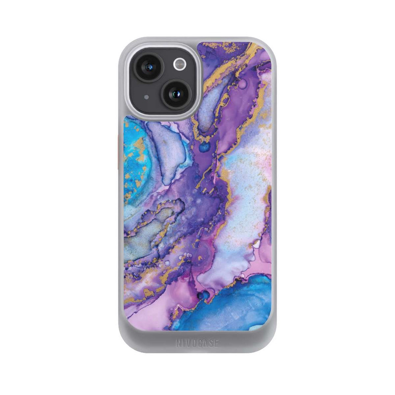 iPhone 15 NIVOcore Encre tourbillonnante violette et bleue