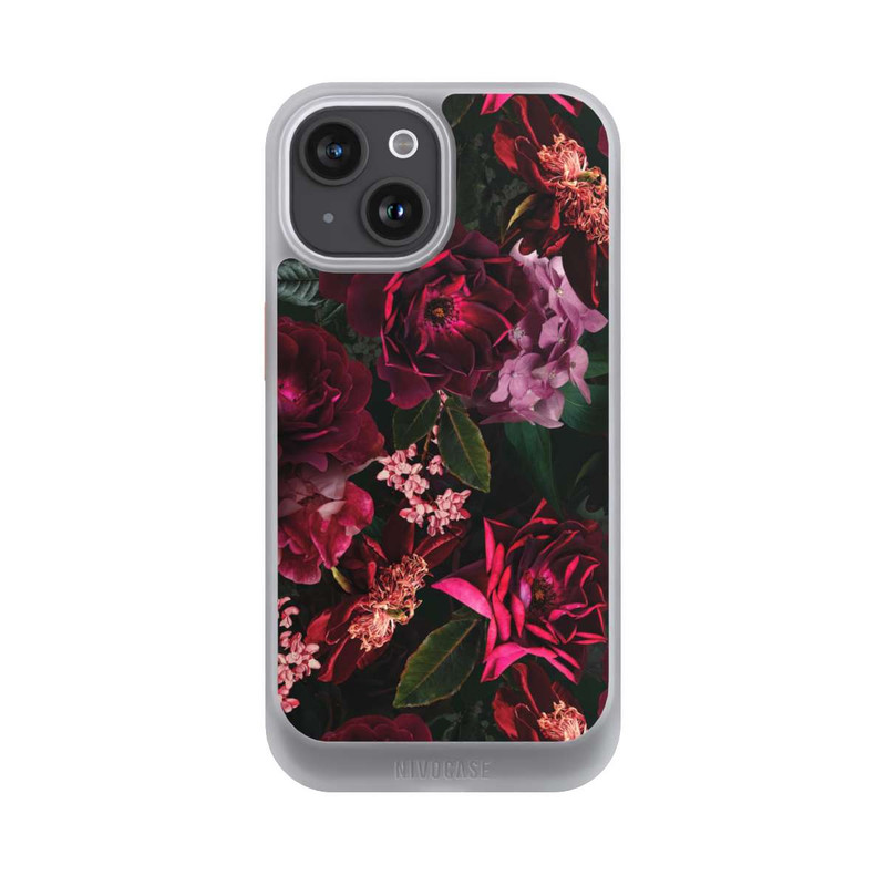 iPhone 15 NIVOcore Dunkle romantische Vintage Rosen und Pfingstrosen