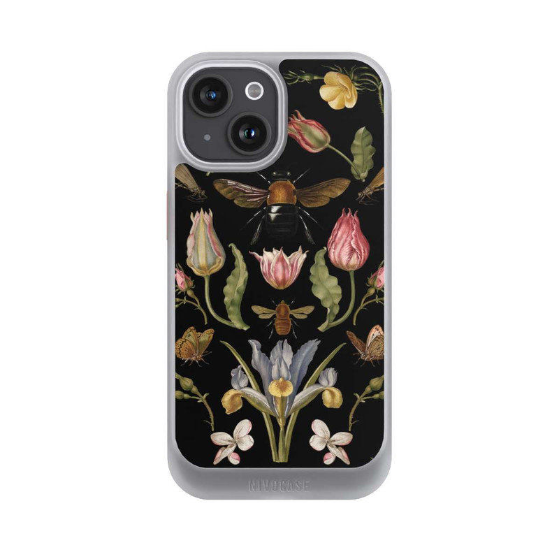 iPhone 15 NIVOcore Wildblumen und Biene Schwarz
