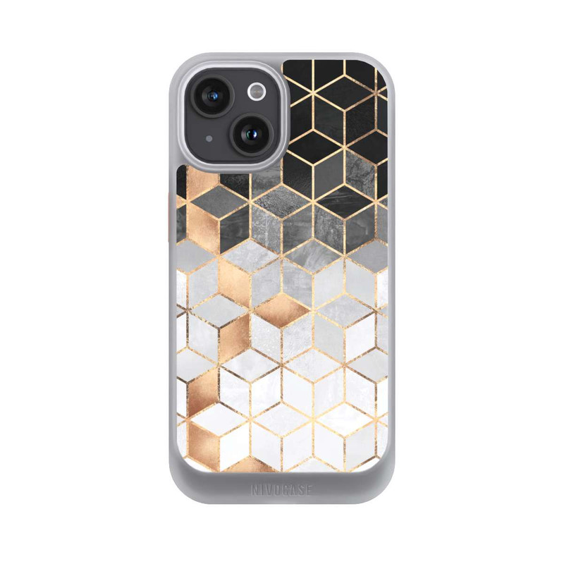 iPhone 15 NIVOcore Cubes Sombres & Dorés