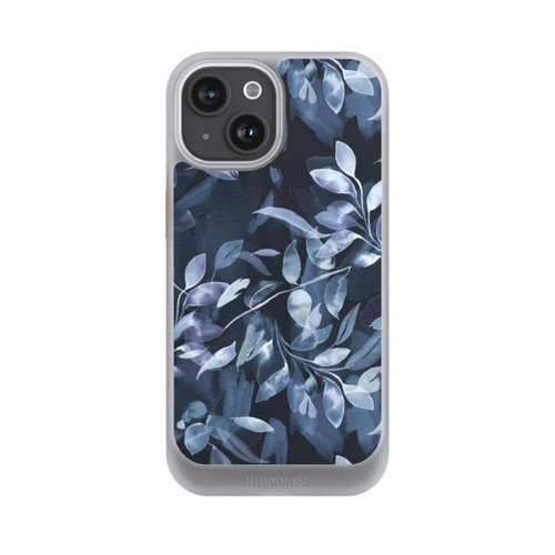 Apple iPhone 15 NIVOcore Mystische Aquarellblätter marineblau